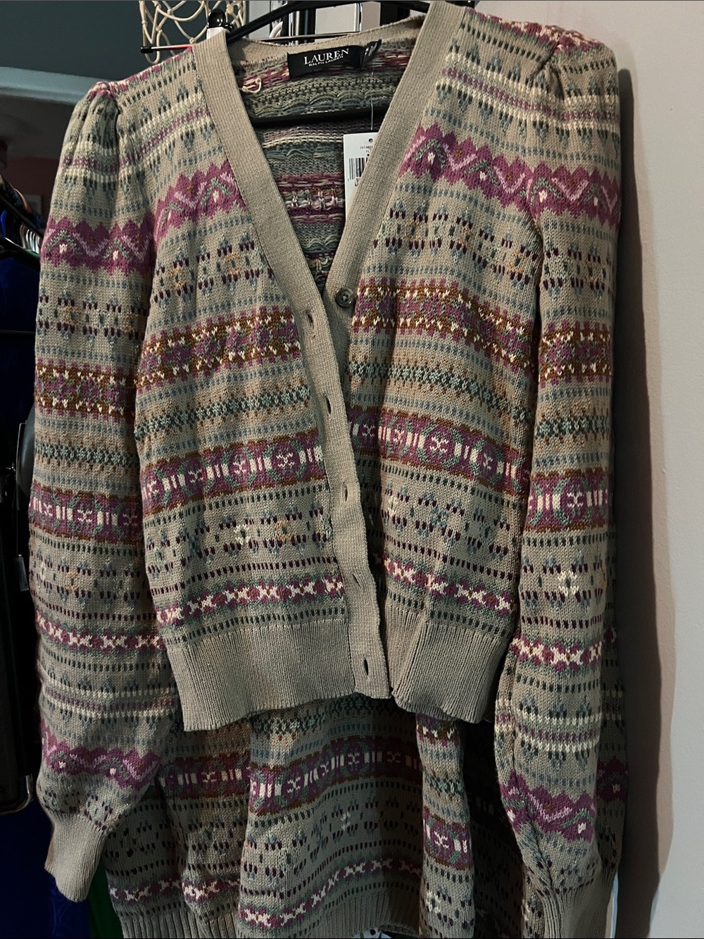 Lauren Ralph Lauren Cardigan Petite Small (Linen Blend Knit)
